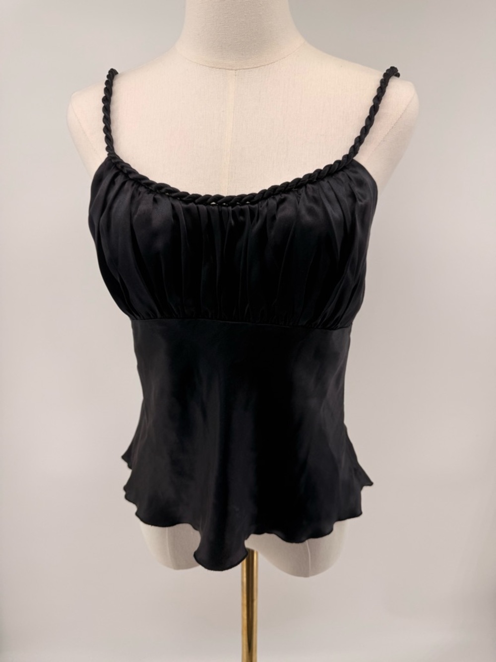 Vintage Y2K 100% Silk Braided Strap Tank Top